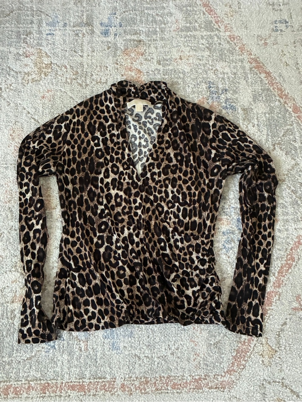 MK Michael Kors Animal Print V-Neck Wrap Blouse - Mob Wife Aesthetic-SZ M
